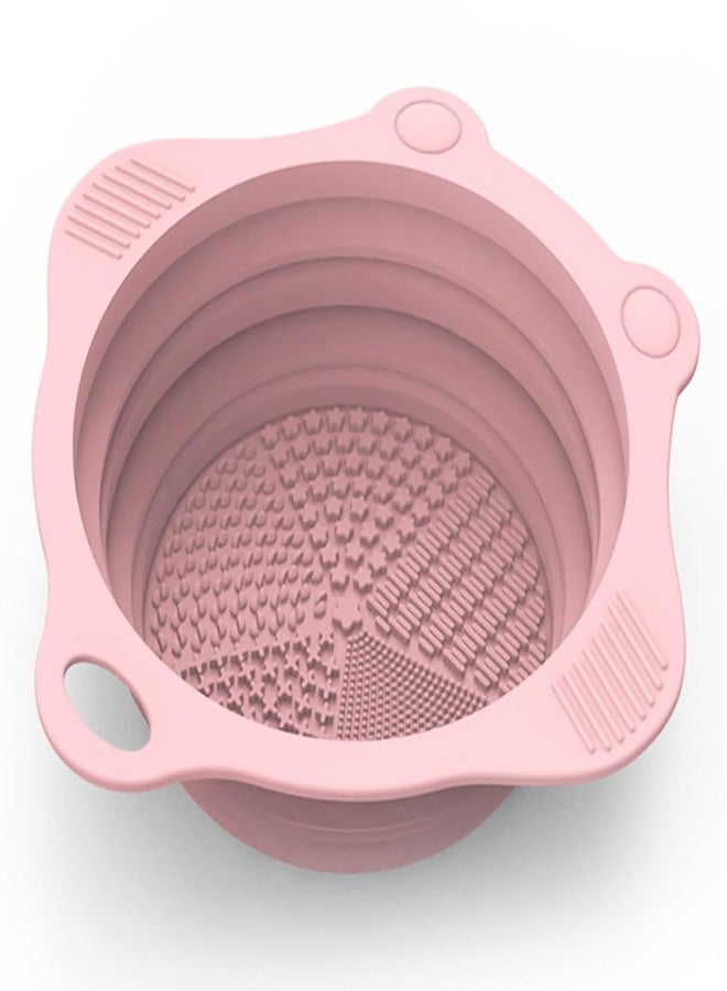 YalsFTY Foldable Silicone Makeup Brush Cleaner Pad Bowl, YalsFTY Portable Mat Scrubber Cleaning Tool for Makeup Brushes (Pink) - Image 1